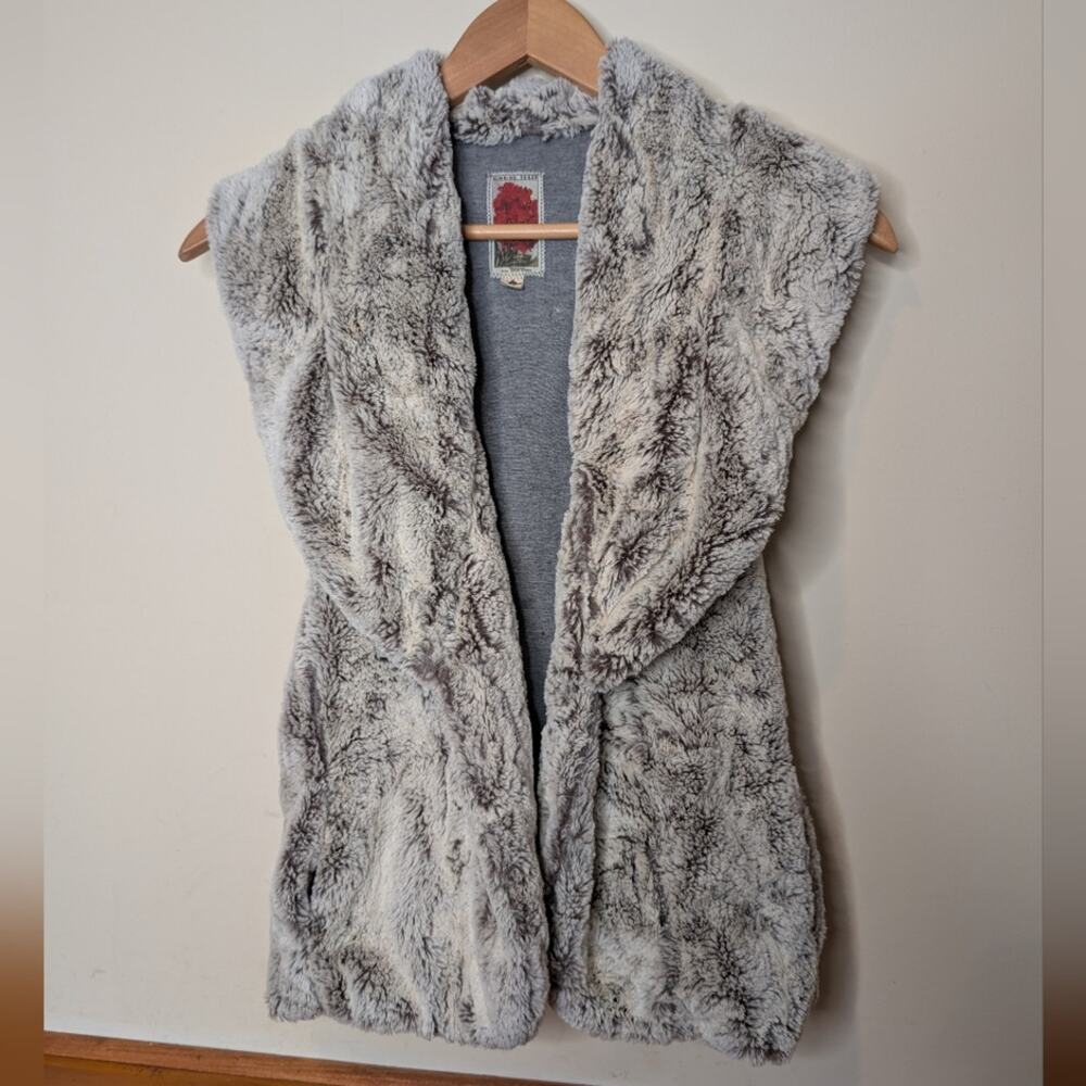 Burning Torch Arctic Fox Faux Fur Vest Gray Open Front Small